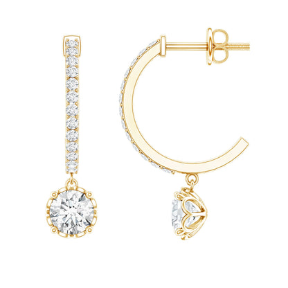 Lab Grown Diamond Minimal Hoop Drop Earrings