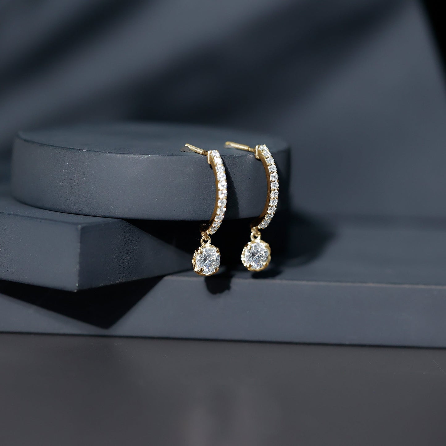 Lab Grown Diamond Minimal Hoop Drop Earrings