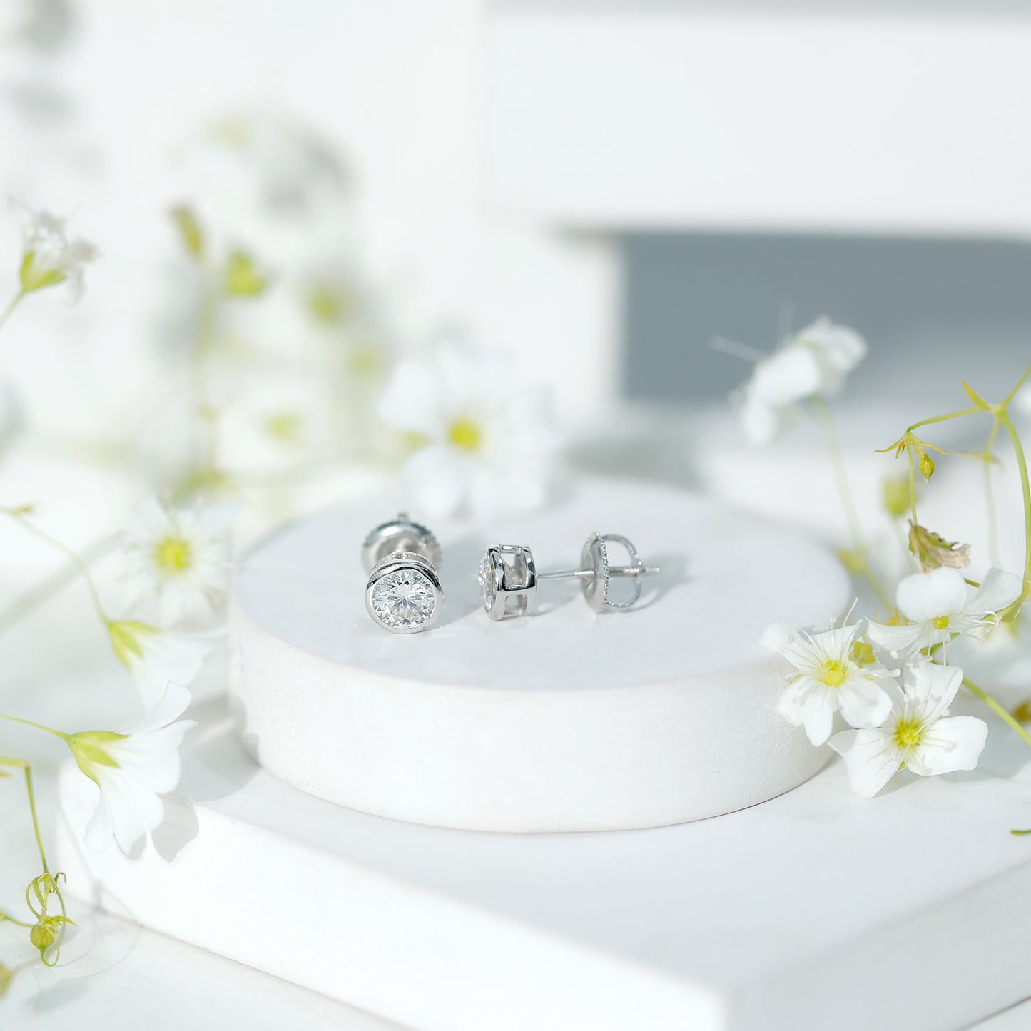 Solitaire Lab Grown Diamond Dainty Stud Earrings