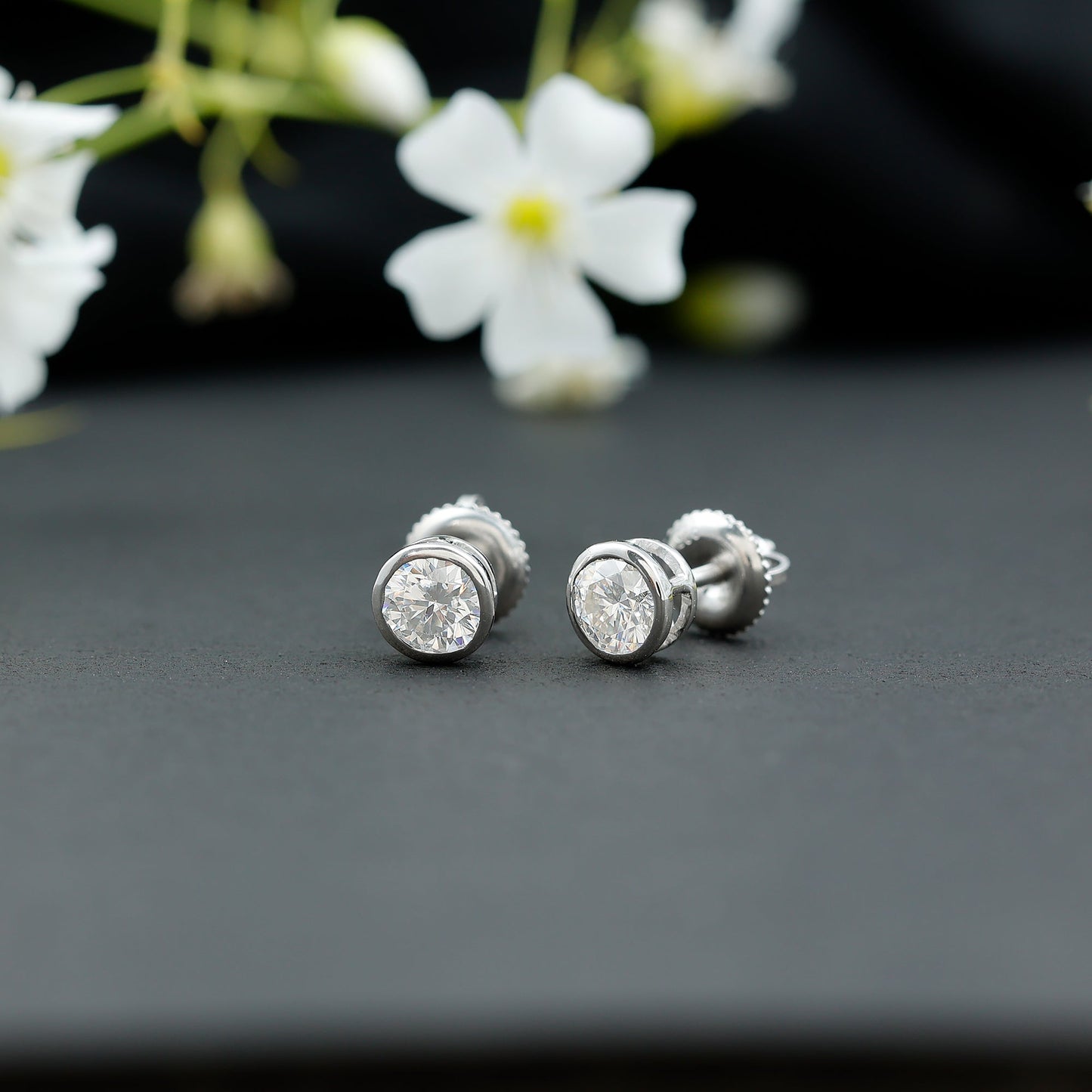 Solitaire Lab Grown Diamond Dainty Stud Earrings