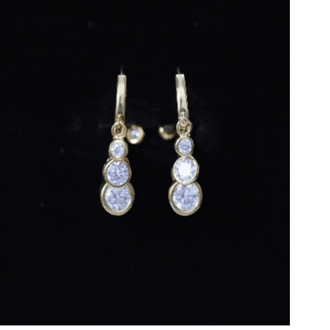 Bezel Set Moissanite Hinged Hoop Drop Earrings in Silver