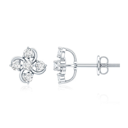 Diamond Flower Cluster Earrings For Women