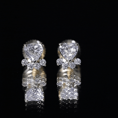 Natural Diamond Paw Stud Earrings for Women