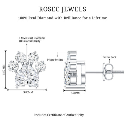 Natural Diamond Paw Stud Earrings for Women