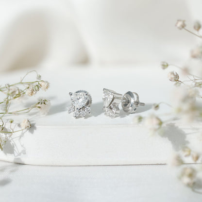 Natural Diamond Paw Stud Earrings for Women