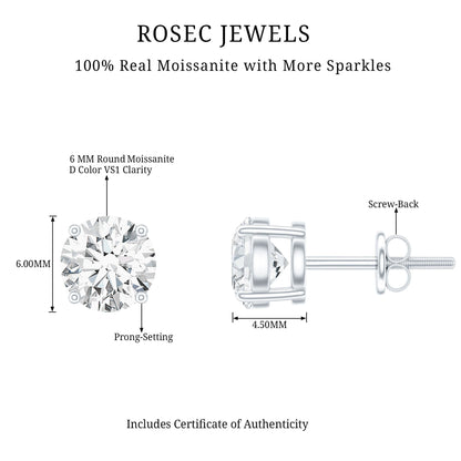 1.9 Carat Moissanite Solitaire Stud Earrings