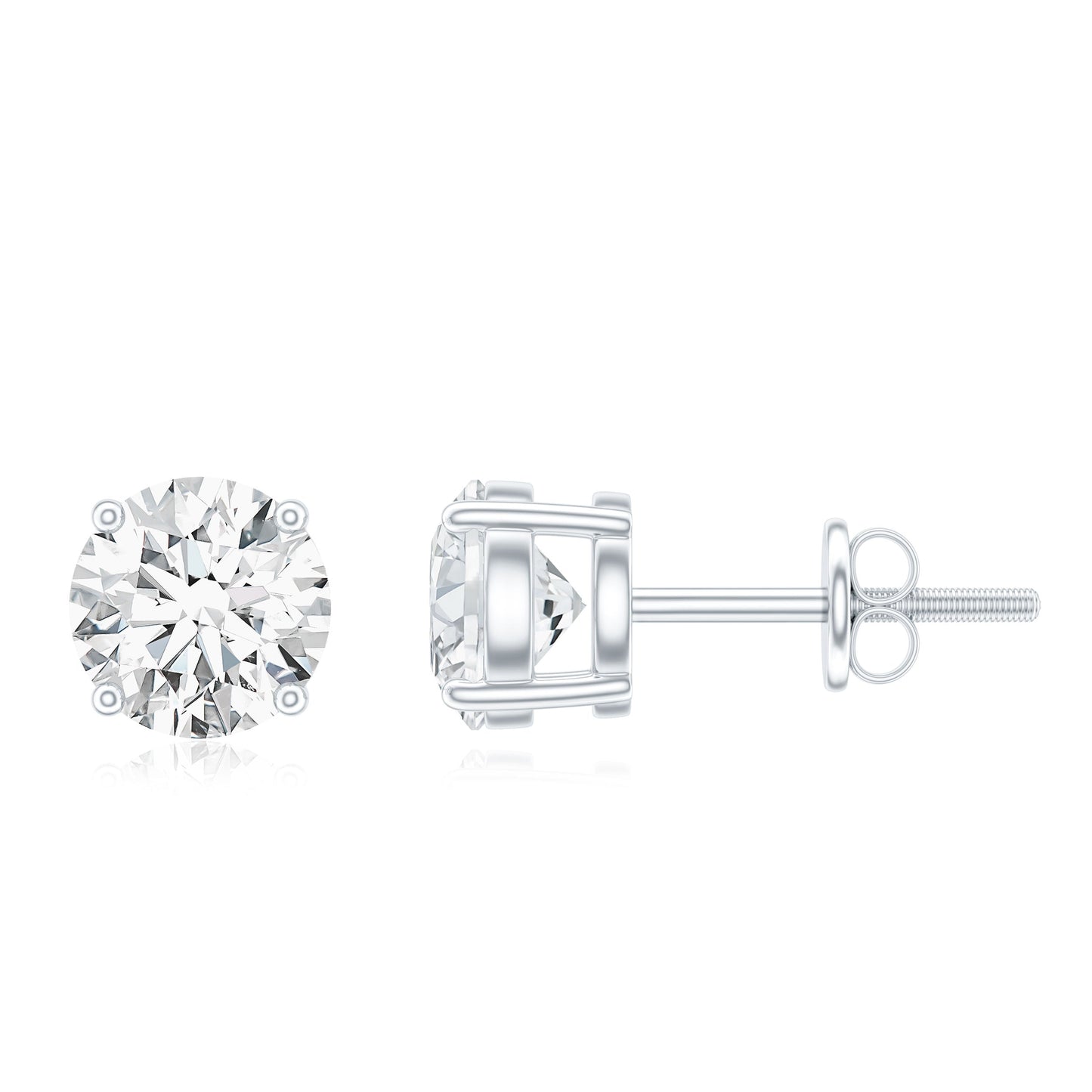 1.9 Carat Moissanite Solitaire Stud Earrings