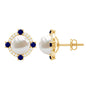 Natural Freshwater Pearl Vintage Earrings With Blue Sapphire