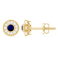 Antique Blue Sapphire and Diamond Halo Stud Earrings