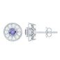 Antique Style Tanzanite and Diamond Halo Stud Earrings