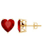 Heart Shape Lab Created Ruby Solitaire Stud Earrings