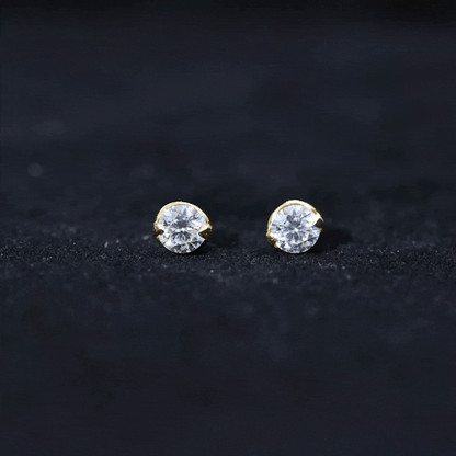 Minimalist 0.63 Carat Round Moissanite Solitaire Stud Earrings