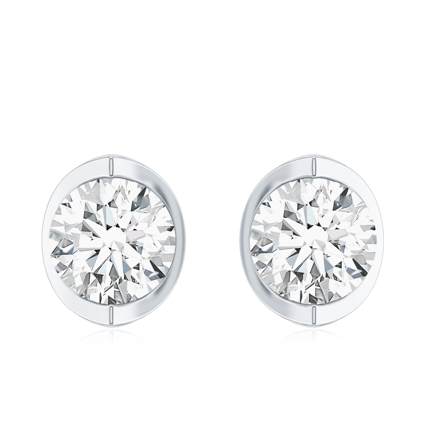 Minimalist 0.63 Carat Round Moissanite Solitaire Stud Earrings