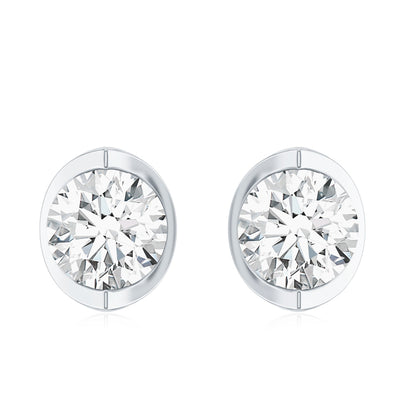 Minimalist 0.63 Carat Round Moissanite Solitaire Stud Earrings