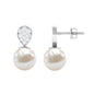 Real Freshwater Pearl and Diamond Minimal Drop Earrings