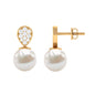 Real Freshwater Pearl and Diamond Minimal Drop Earrings