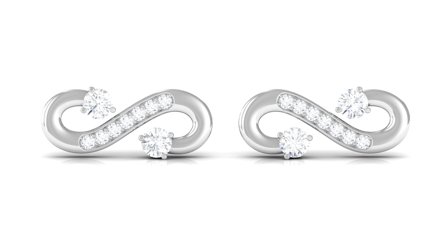 Natural Diamond Infinity Love Knot Stud Earrings