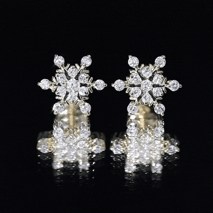 Certified Diamond Snowflake Stud Earrings with Screw Back