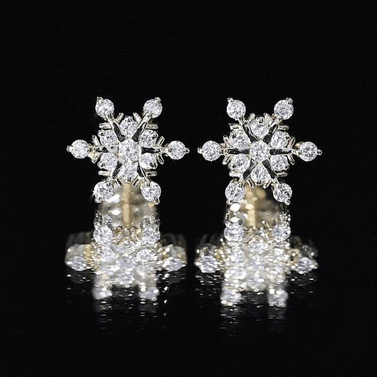 Certified Diamond Snowflake Stud Earrings with Screw Back
