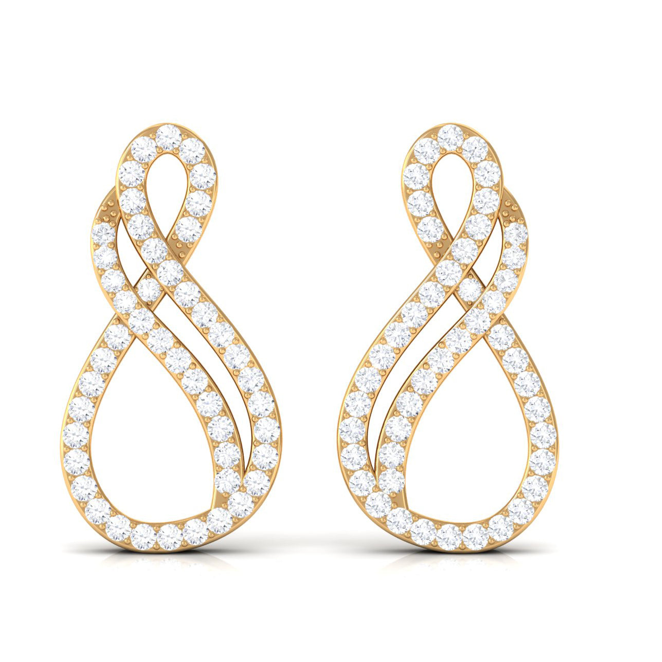 Certified Diamond Infinity Stud Earrings in Pave Setting
