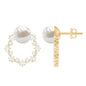 Real Freshwater Pearl and Diamond Bridal Stud Earrings
