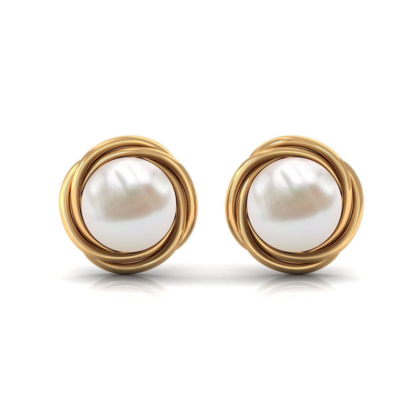 Genuine Freshwater Pearl Swirl Earrings with Screw Back