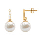 14 Carat Freshwater Pearl Drop Earrings with Diamond