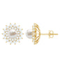 Freshwater Pearl Flower Statement Earrings with Diamond Halo