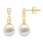 Natural Freshwater Pearl Drop Earrings with Diamond