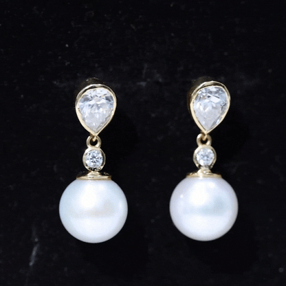 Real Freshwater Pearl and Moissanite Drop Earrings