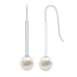 Cultured Freshwater Pearl Diamond Dangle Earrings with Fish Hook