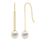Cultured Freshwater Pearl Diamond Dangle Earrings with Fish Hook