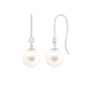 Real Freshwater Pearl Drop Earrings with Diamond