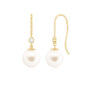 Real Freshwater Pearl Drop Earrings with Diamond