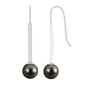Genuine 15 CT Tahitian Black Pearl and Diamond Dangle Drop Earrings