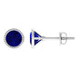 1.9 Carat Round Blue Sapphire Solitaire Stud Earrings in Bezel Setting