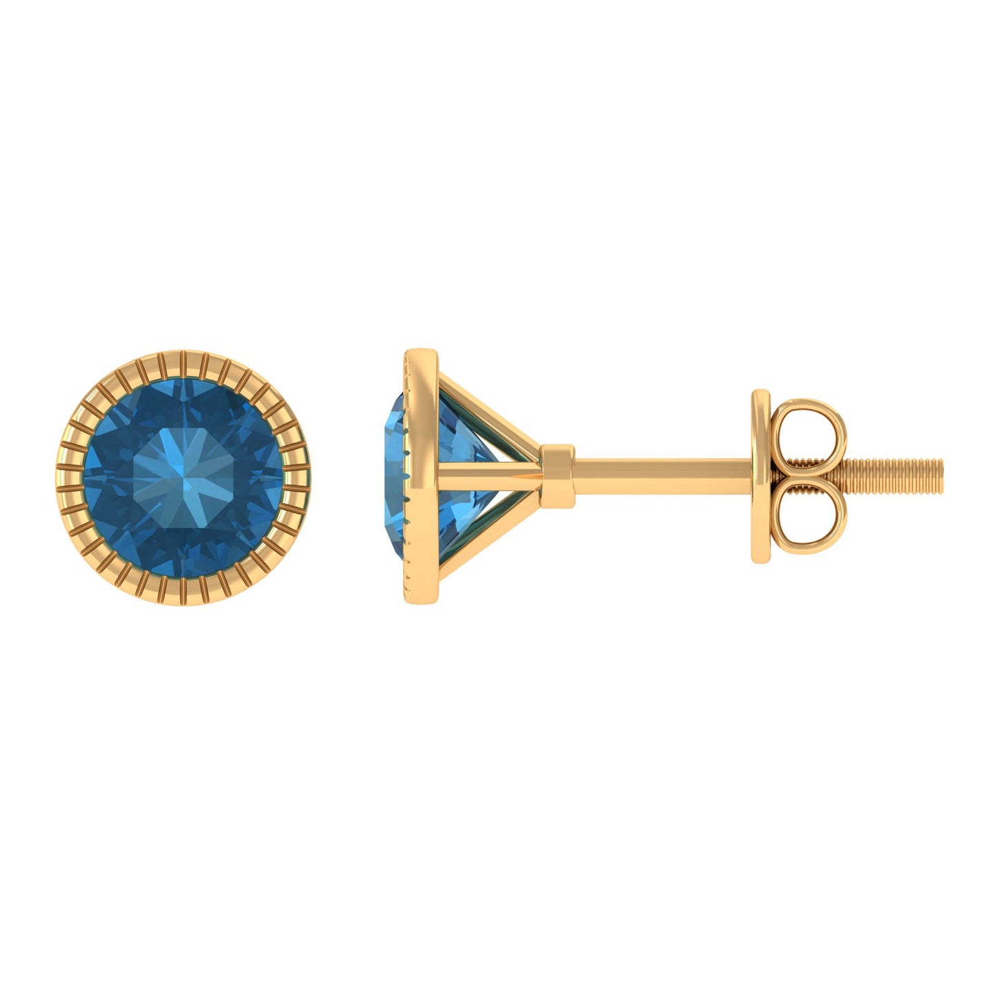 Genuine London Blue Topaz Martini Stud Earrings