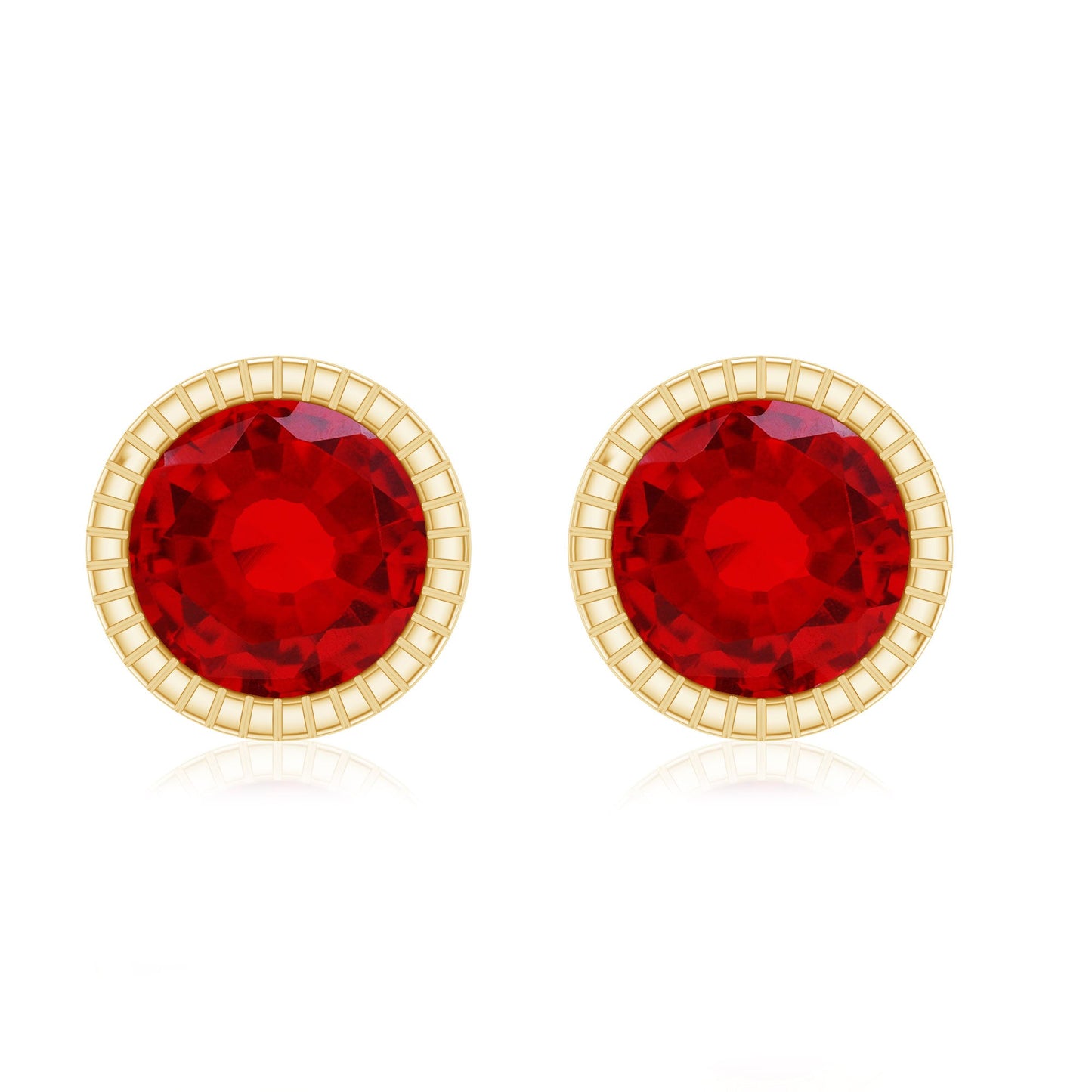 Round Cut Lab Created Ruby Martini Stud Earrings