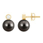 Genuine Tahitian Black Pearl Stud Earrings For Women