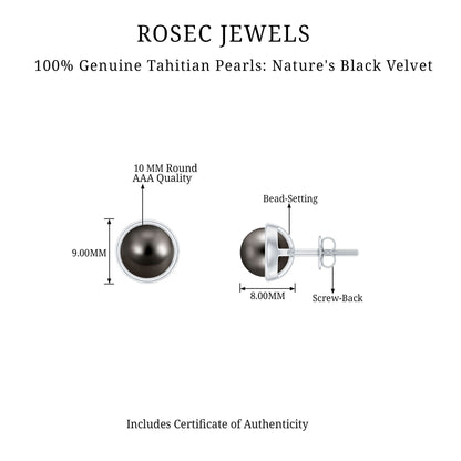 16 Carat Genuine Tahitian Black Pearl Stud Earring With Certificate