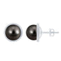 15 Carat Tahitian Black Pearl Solitaire Stud Earrings with Beaded Detail