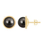 15 Carat Tahitian Black Pearl Solitaire Stud Earrings with Beaded Detail
