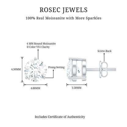 0.63 Carat Round Moissanite Stud Earrings