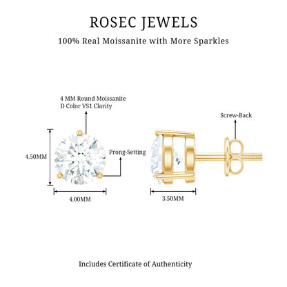 0.63 Carat Round Moissanite Stud Earrings
