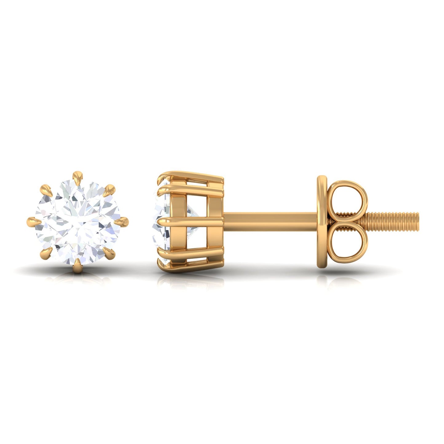 0.5 Carat Natural Diamond Solitaire Stud Earrings in 8 Claw Prong Setting