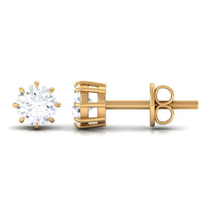 0.5 Carat Natural Diamond Solitaire Stud Earrings in 8 Claw Prong Setting