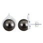 Cultured 16 Carat Tahitian Pearl Bridal Stud Earrings with Diamond