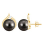 Cultured 16 Carat Tahitian Pearl Bridal Stud Earrings with Diamond