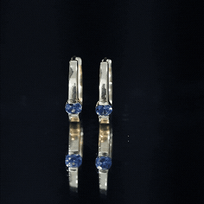 Minimal Blue Sapphire Hinged Hoop Earrings
