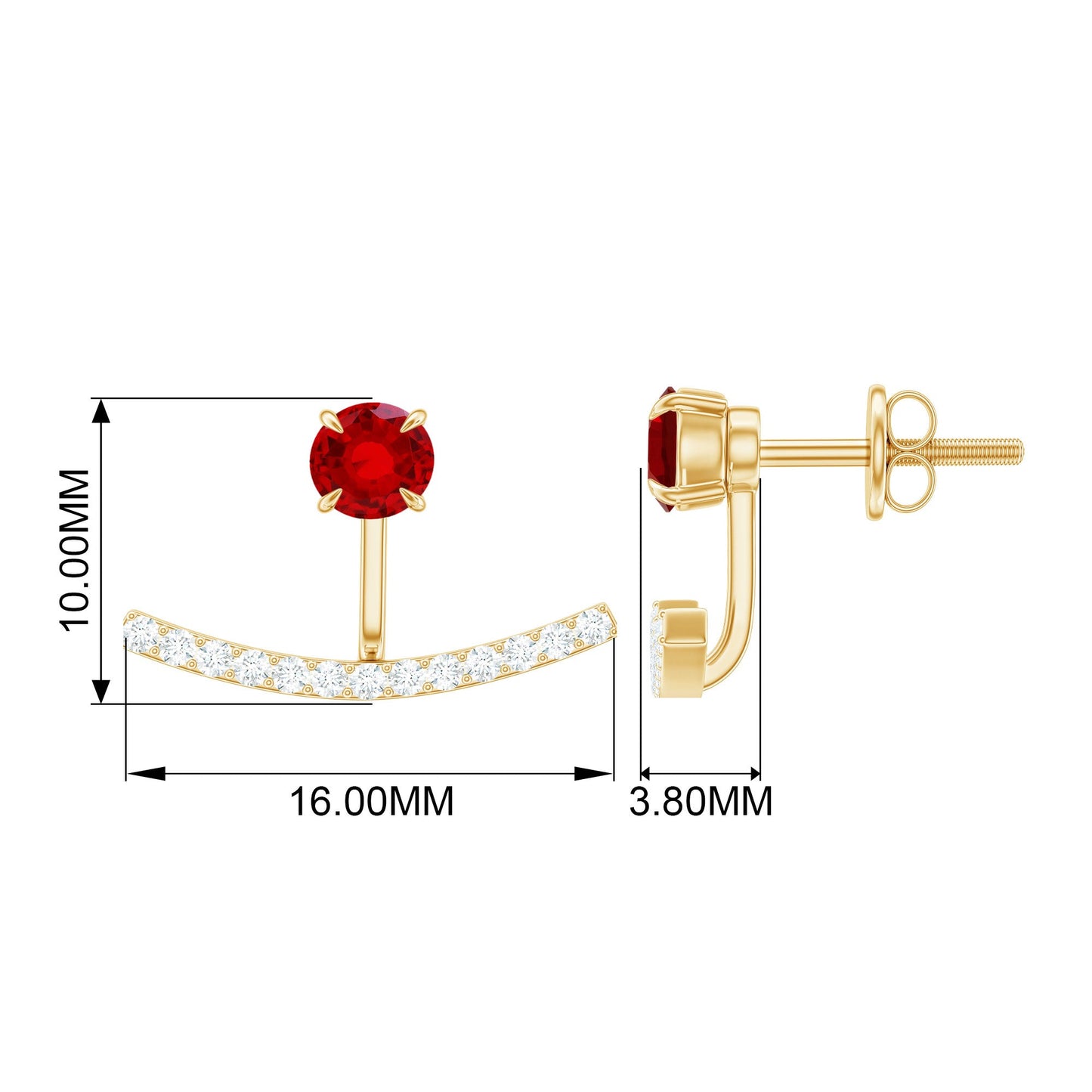 0.6 Carat Lab Grown Ruby and Diamond Classic Jacket Earrings